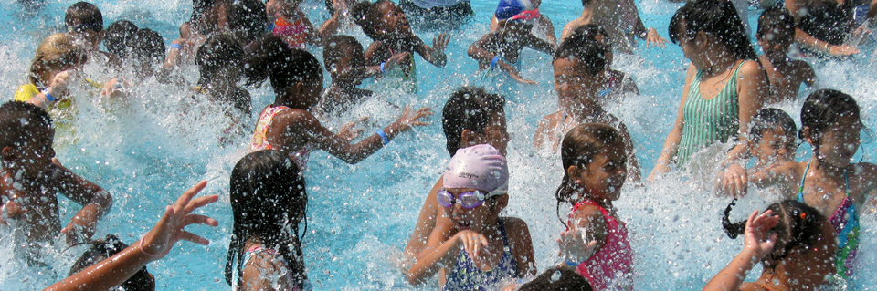 Children playing in a swimming pool