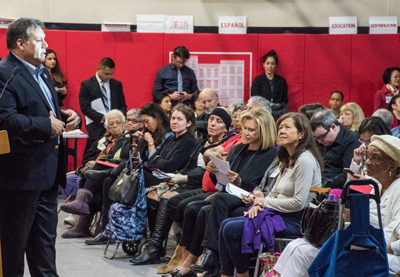 Residents listen to David Garza at 2015 Town Hall