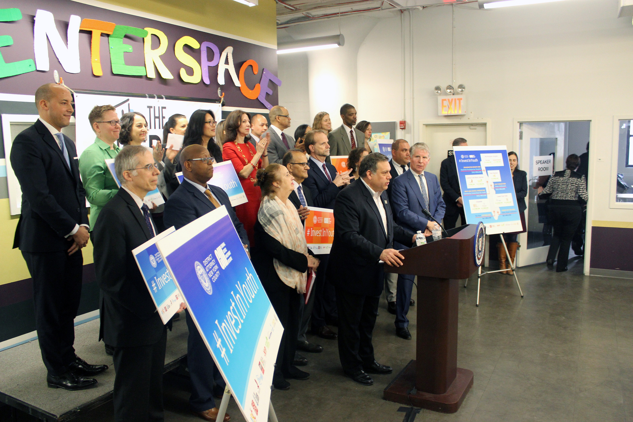 District Attorney Cyrus Vance and presidents/executive directors of service organizations at press conference