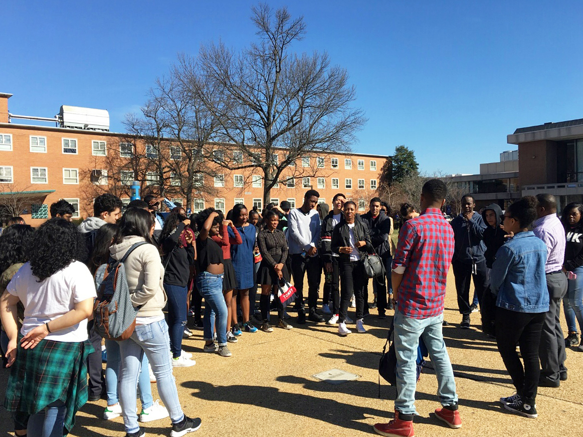 Students on a college tour