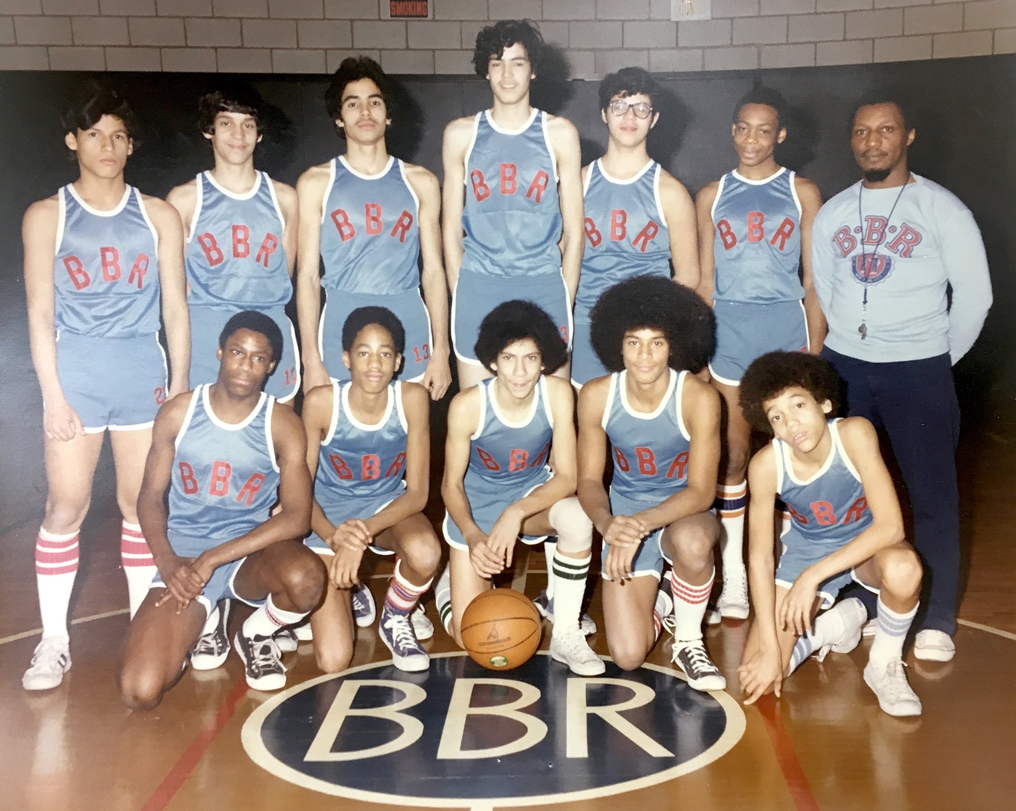 Vintage 1976 photo of basketball team at Boys Brotherhood Republic (now Boys & Girls Republic)
