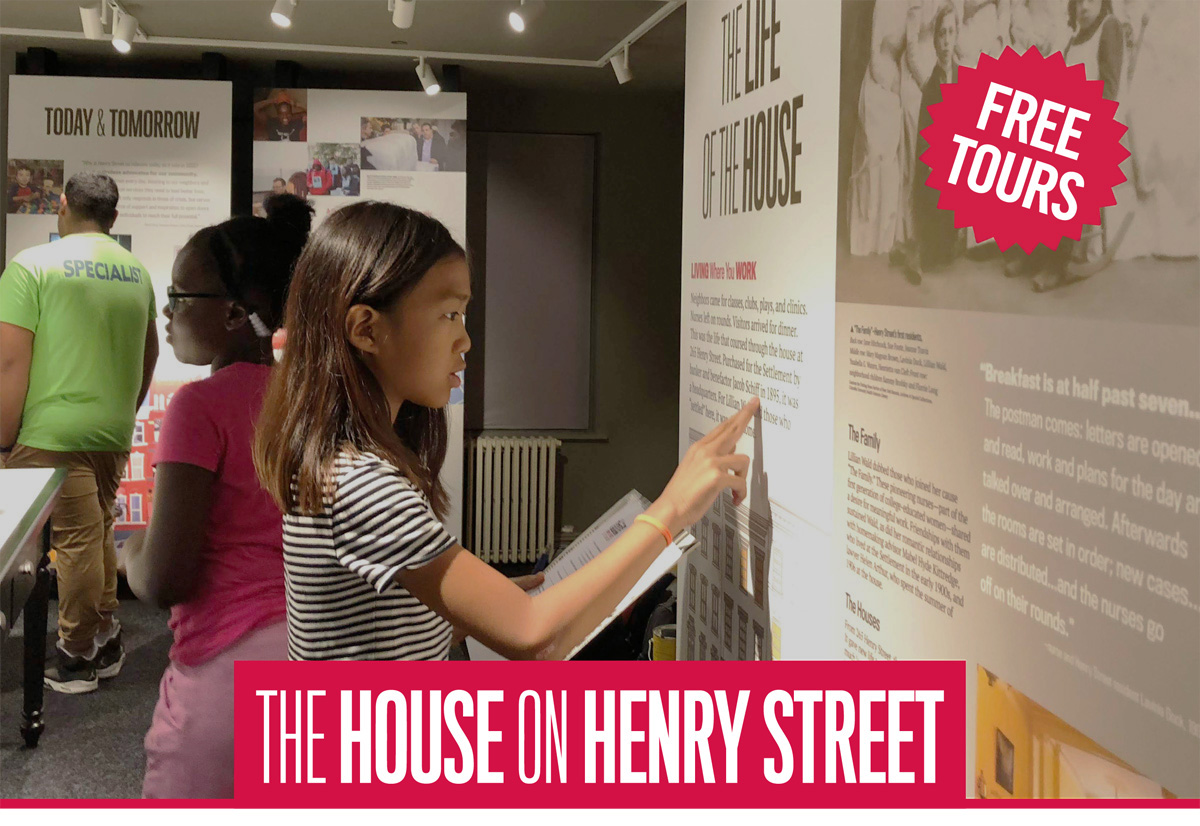flyer advertising special weekend exhibit hours for The House on Henry Street, December 2, 2018