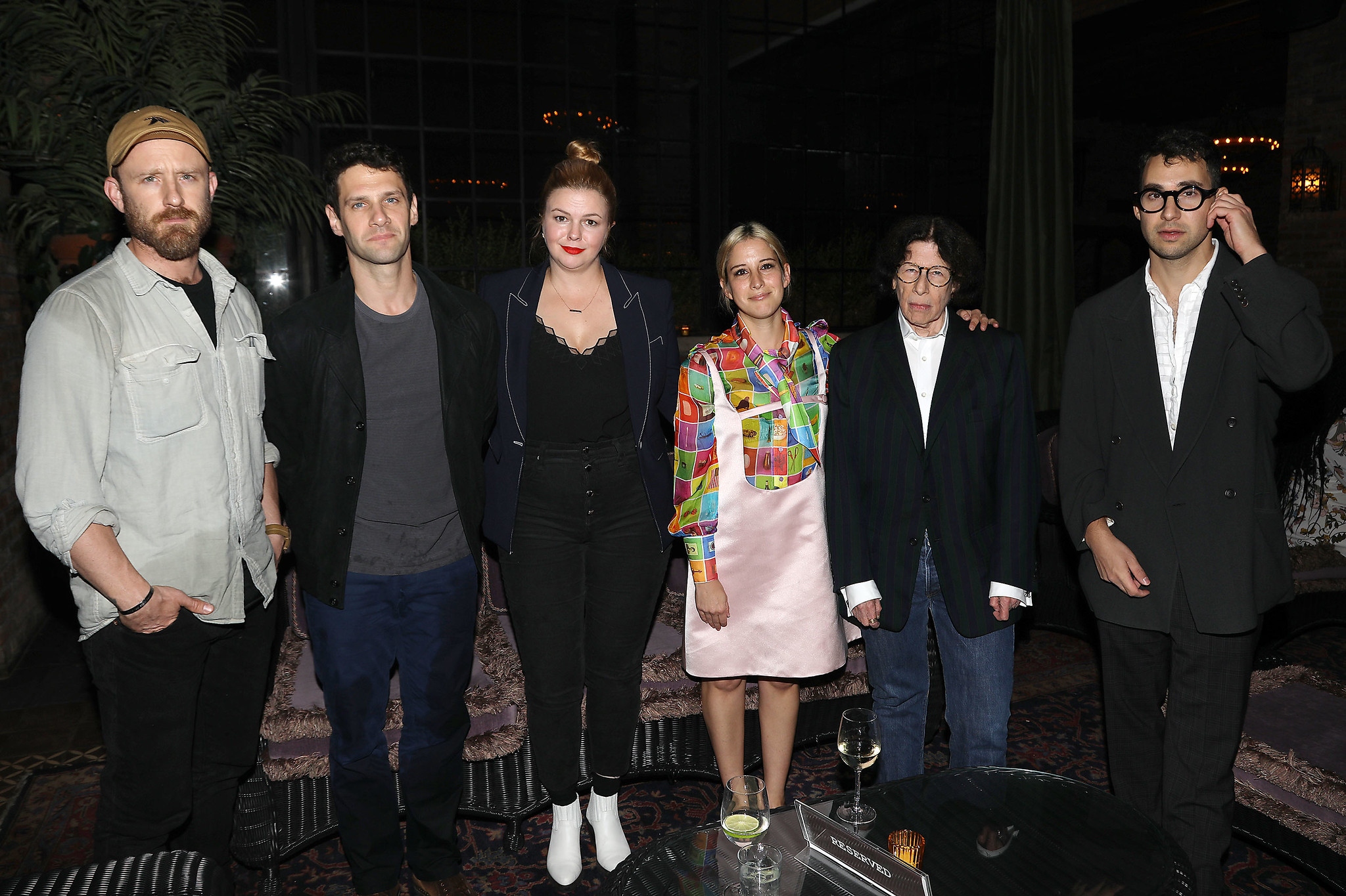 Pictured: Ben Foster, Justin Bartha, Amber Tamblyn, Rachel Antonoff, Fran Lebowitz and Jack Antonoffr-Photo by: Kristina Bumphrey/StarPixr-Location: The Bowery Hotel