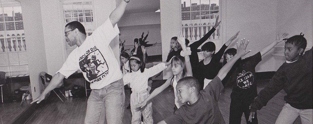 Vintage photo of dance class at Abrons Arts Center, 1990s