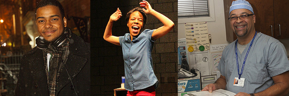 Collage of three alumni of Henry Street programs smiling for camera