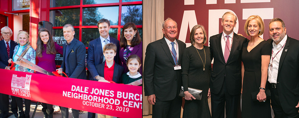 Collage of two posed group photos featuring board members
