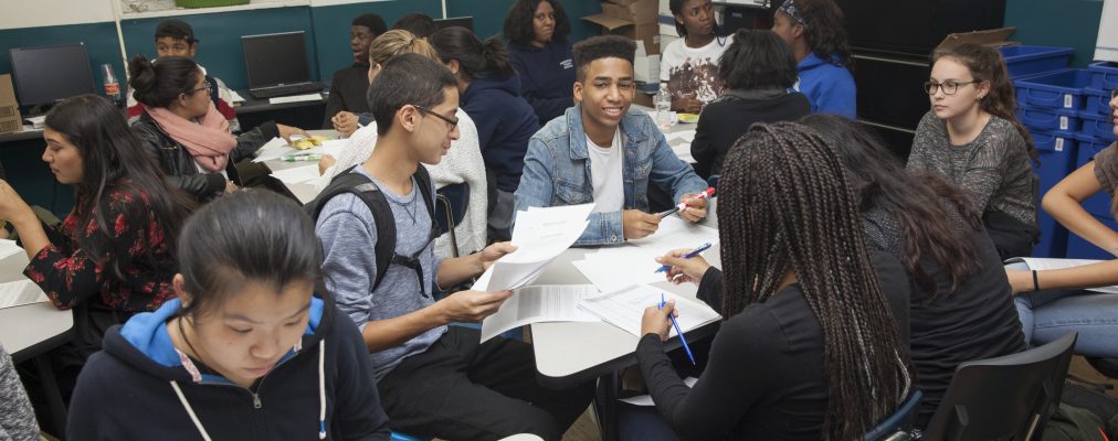 Students in classroom doing work