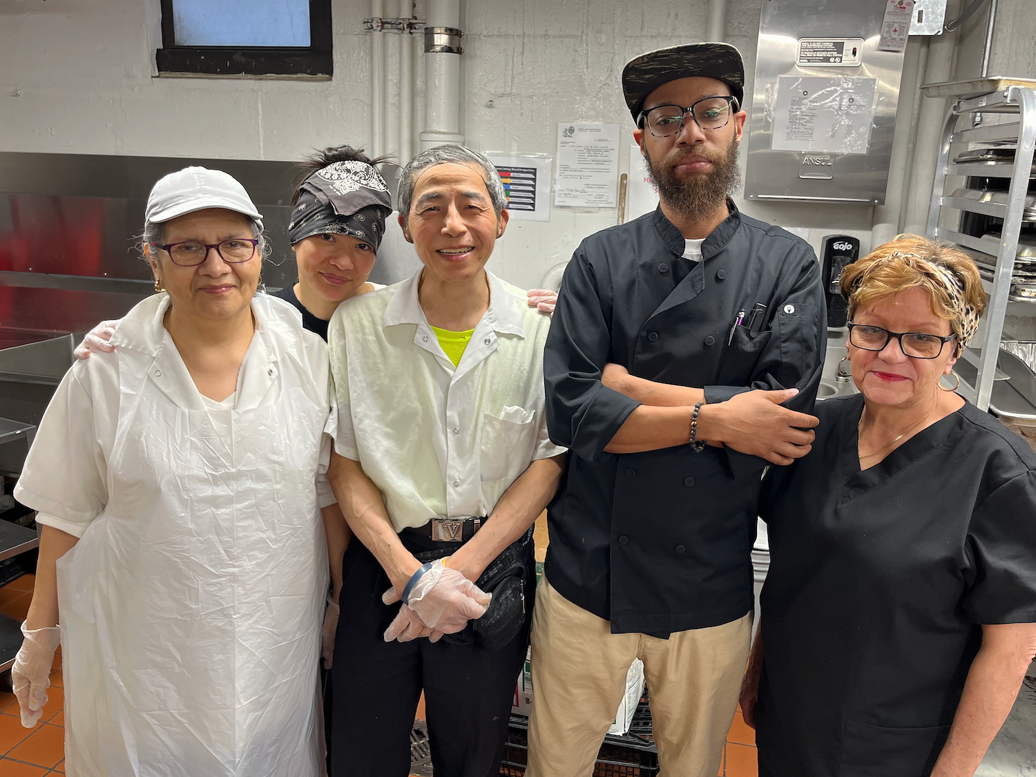 The Older Adult Center's five-person kitchen team.